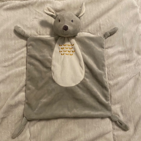 The PeanutShell Kangaroo Gray Plush Baby Security Blanket Lovey - Picture 1 of 2